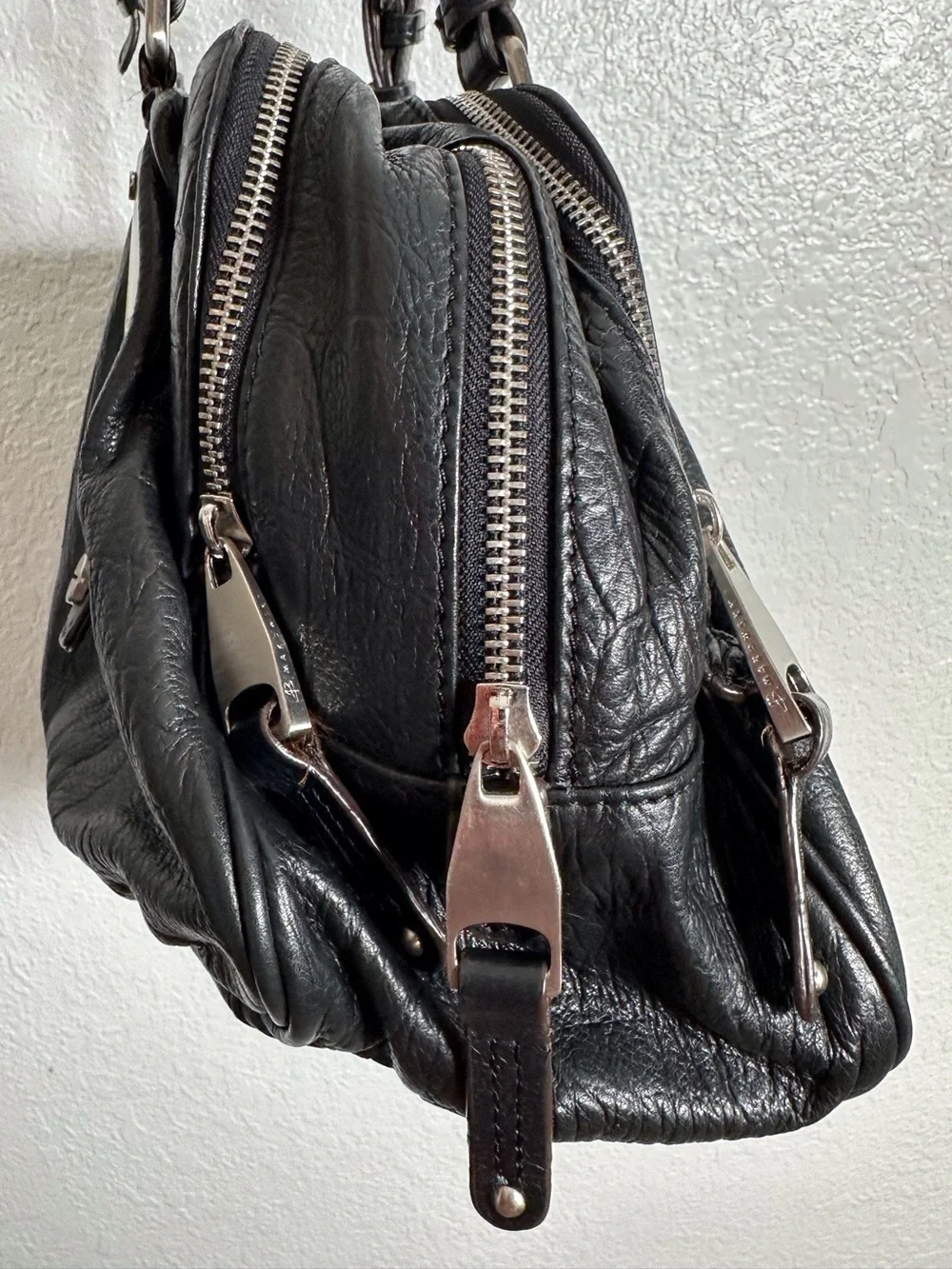 B Makowsky Black Leather Hobo Satchel Handbag - Picture 7 of 16